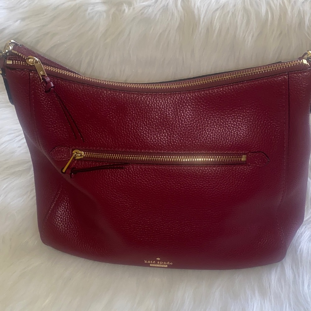 Kate Spade Burgundy Leather Hobo Bag